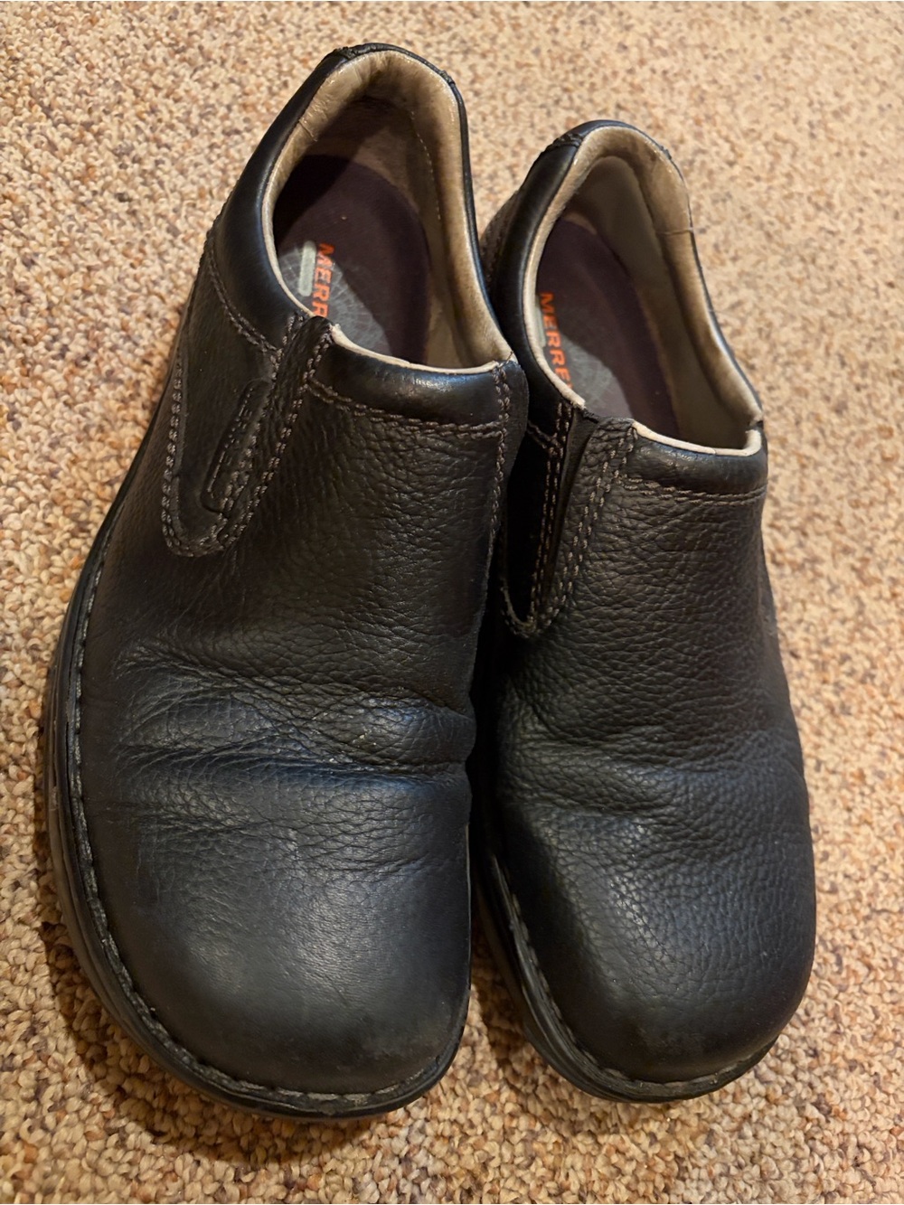 Merrell World Passport black leather slip on loafers shoes Men’s Size 10 EUR 44